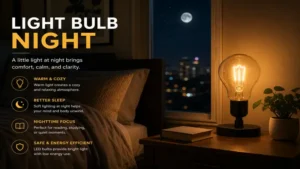 light bulb night cozy bedroom with warm lighting and relaxing mood
