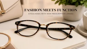 Fashion eyeglasses with non prescription lenses styled for casual and professional looks