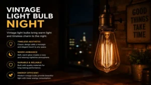 light bulb night vintage edison bulb with warm amber glow