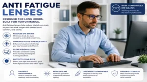 anti fatigue lenses office workers using computers for better focus and all day visual comfort