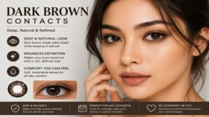 dark brown contacts for deeper eye definition and a bold natural brown contacts style
