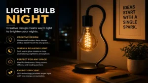 light bulb night modern lamp design with creative warm illumination