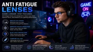 anti fatigue lenses for gaming designed to improve focus and reduce digital eye fatigue