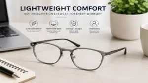 Lightweight eyeglasses with non prescription lenses ideal for office and daily use