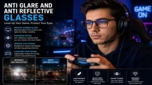 anti glare and anti reflective glasses designed for gamers and extended screen time use