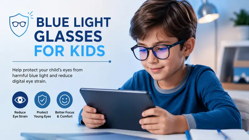 blue light glasses for kids helping children reduce screen glare and digital eye strain during daily device use