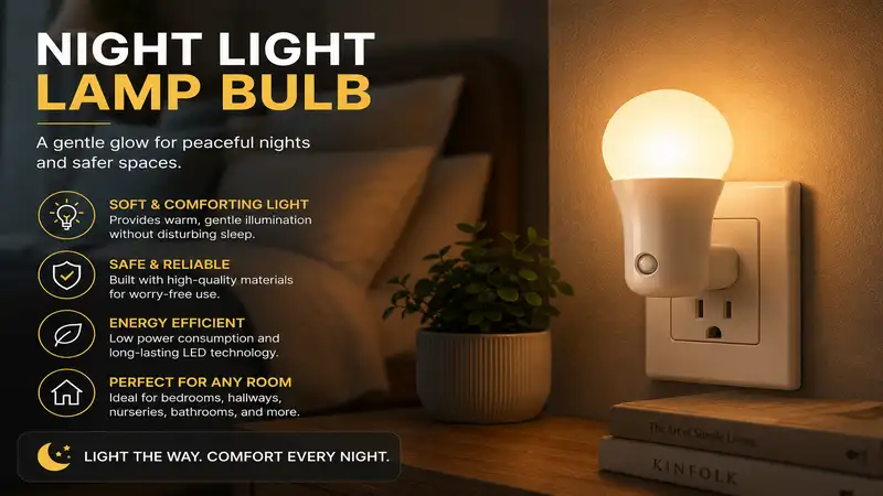 night light lamp bulb providing soft ambient illumination in a cozy bedroom setting