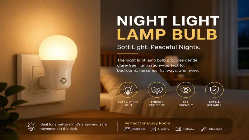 night light lamp bulb providing soft ambient illumination in a cozy bedroom setting