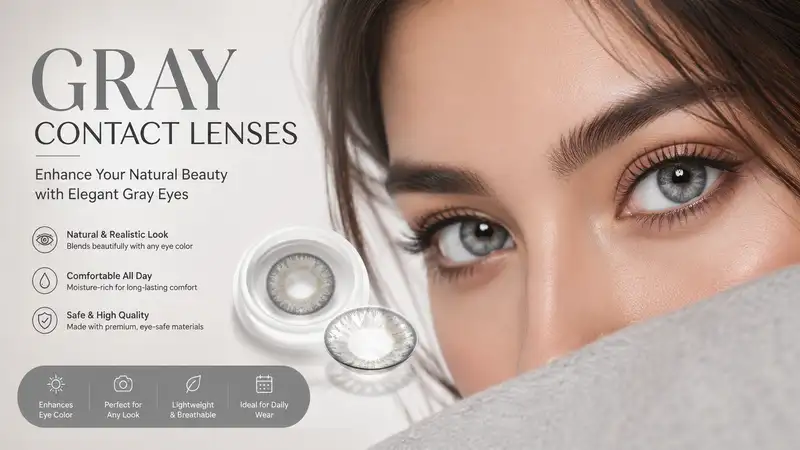Gray contact lenses enhancing eye color with a natural and realistic appearance