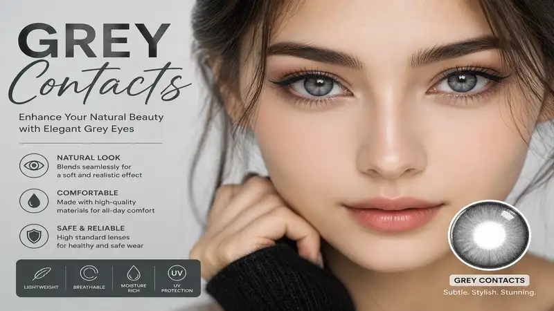 grey contacts enhancing eye color with a natural and stylish appearance