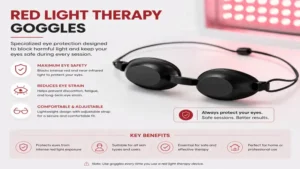 red light therapy eye protection goggles designed for safe exposure to red and near infrared light