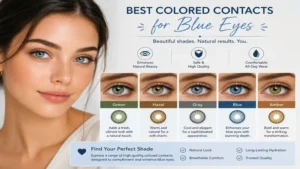 colored contacts for blue eyes showing the best shades for a beautiful and natural appearance
