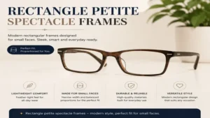 Rectangle petite spectacle frames providing a modern and professional style for everyday wear.