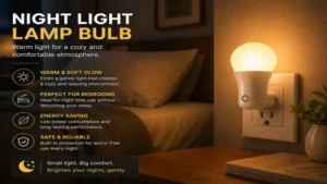 night light lamp bulb creating a warm and comfortable atmosphere in a bedroom