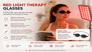 red light therapy eye protection glasses providing comfort and safety during home therapy sessions
