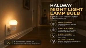 night light lamp bulb illuminating a hallway for safer navigation after dark