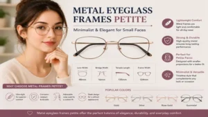 Minimalist metal eyeglass frames petite suitable for professional and casual wear