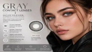 Fashion-forward beauty style enhanced with gray contact lenses for a sophisticated appearance