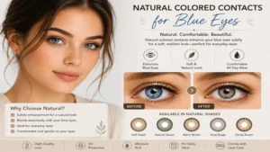 colored contacts for blue eyes with natural shades for a soft and realistic everyday look