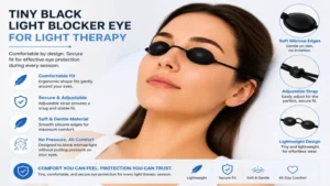 tiny black light blocker eye for light therapy featuring soft materials and adjustable secure fit
