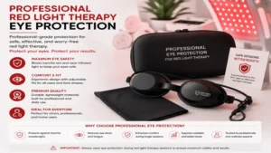 red light therapy eye protection accessories designed for professional and personal therapy applications