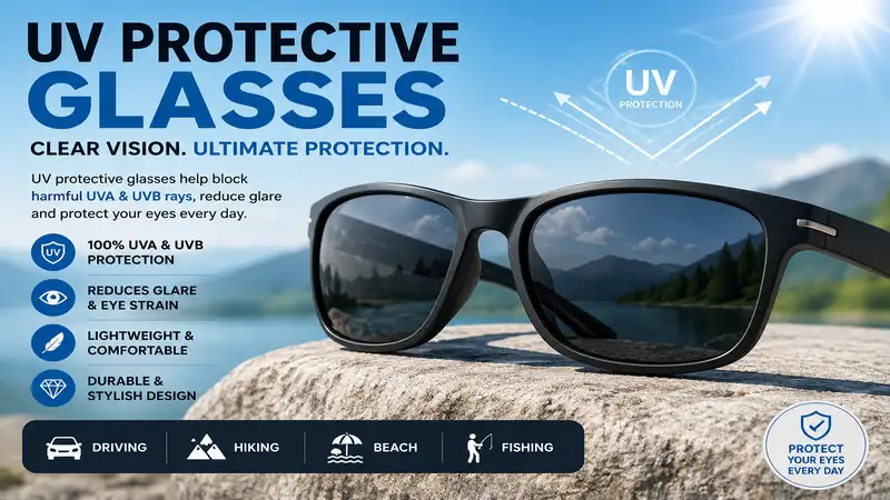 uv protective glasses with premium UV-blocking lenses that protect your eyes from harmful UVA and UVB rays during outdoor activities.