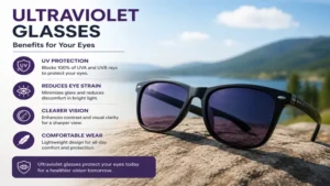ultraviolet glasses providing UV protection and improved eye comfort in sunlight