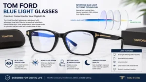 Tom ford blue light glasses with advanced blue light filtering lenses for screen protection