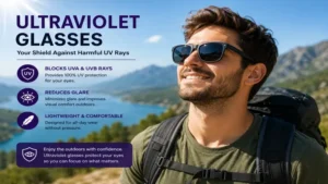 person wearing ultraviolet glasses while spending time outdoors on a sunny day