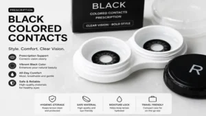 Hygienic storage case for black colored contacts prescription lenses with moisture protection