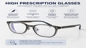 Lightweight frame designed for high prescription glasses to provide lasting comfort and durability