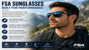 FSA sunglasses designed for active lifestyles with lightweight and durable frames