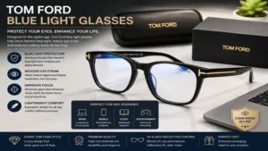 Tom ford blue light glasses paired with a stylish professional outfit for daily wear