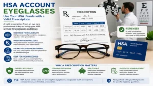 HSA account eyeglasses with a valid prescription from an eye care professional