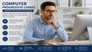 computer progressive lenses supporting comfortable vision during long hours of computer work