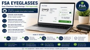 FSA eyeglasses purchased through an easy checkout process using Flexible Spending Account benefits.