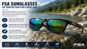 FSA sunglasses offering UV protection for everyday outdoor wear and travel