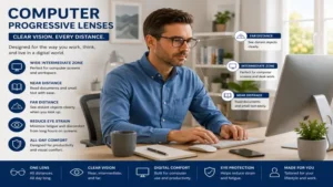 computer progressive lenses enhancing productivity and visual clarity in a home office environment