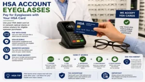 HSA account eyeglasses paid for with an HSA card at an optical store