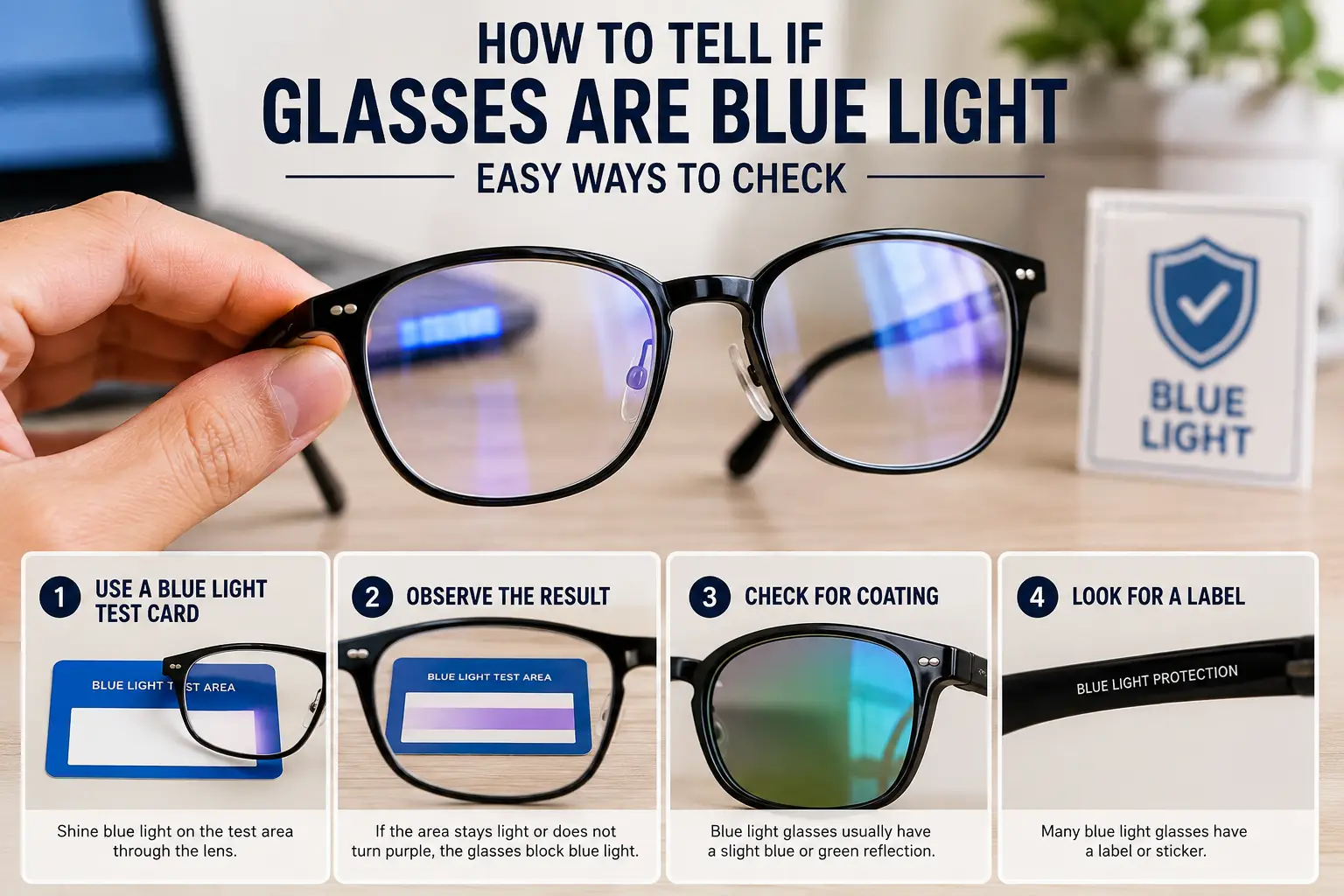 How to tell if glasses are blue light by checking the lens coating and blue light test