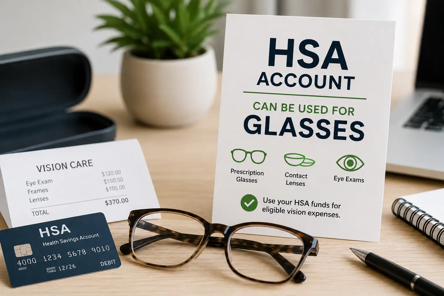 HSA account for glasses with prescription eyewear and eligible vision care expenses